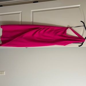Rachel Roy Hot pink midi dress. One shoulder